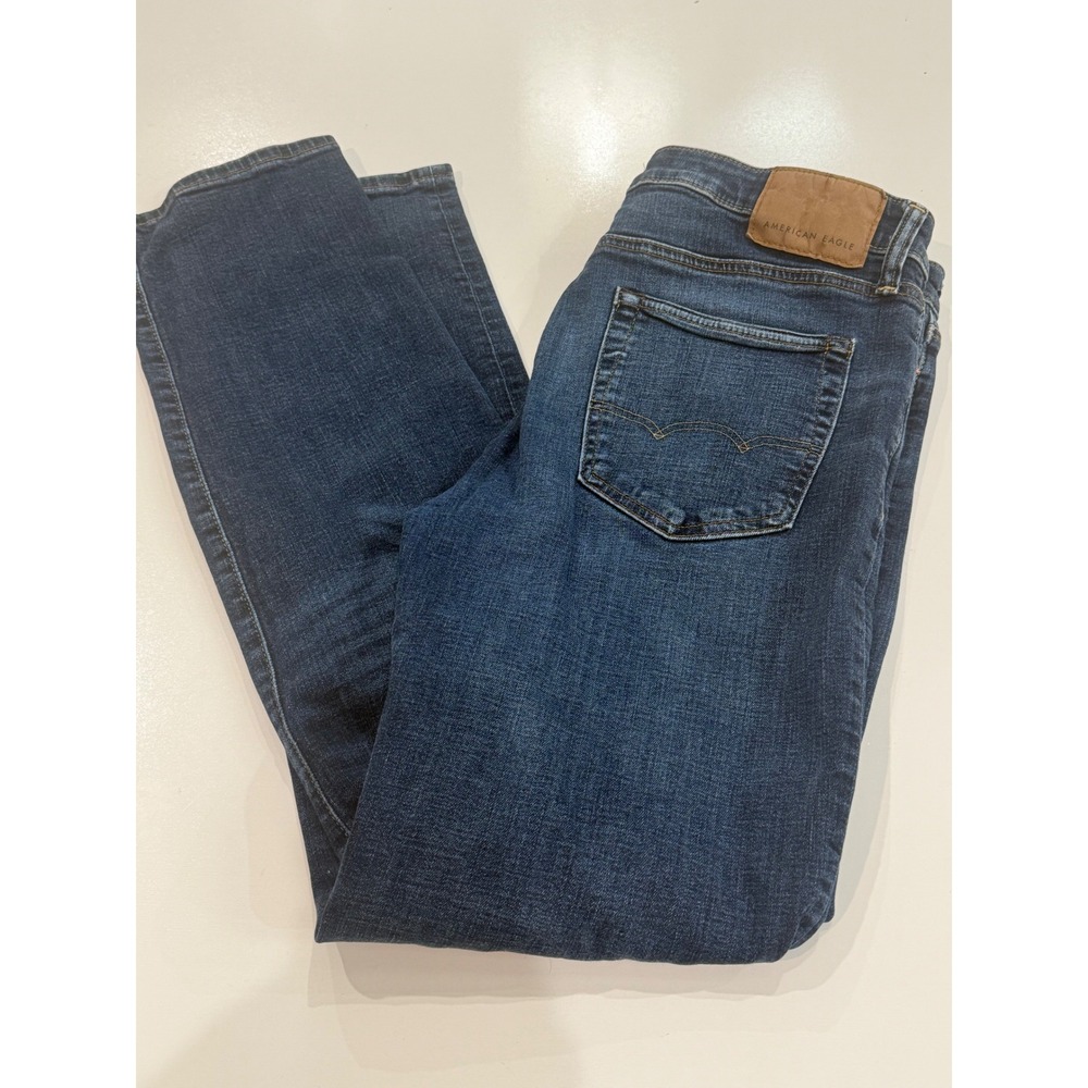 American Eagle Mens Original Straight Jeans Dark Wash Stretch 33x34 Denim